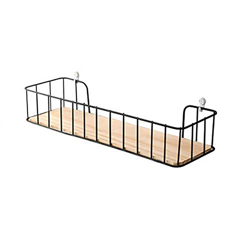 image for VAlink Wooden Iron Storage Holders, Wall Hanging Storage Basket, Flowe