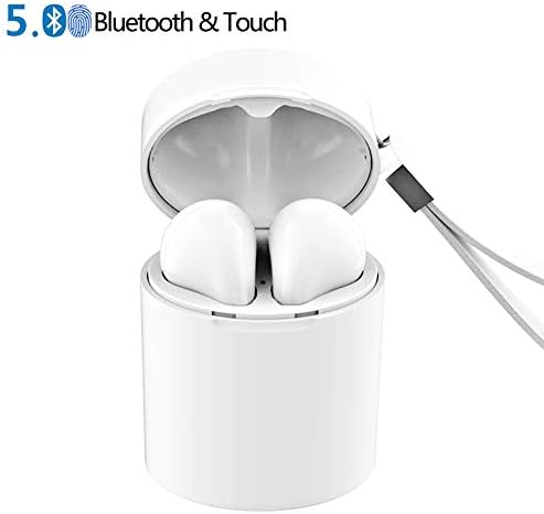 Wireless Bluetooth Headphones,V5.0 Portable Noise Cancelling HD Stereo Sport Earbuds Bluetooth Headset with Charging Box and Microphone,Compatible with IOS and Android Smartphones and Tablets(White)