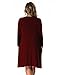 VERABENDI Women's Plus Size Casual Long Sleeve Loose Pocket Dress Burgundy 2XL