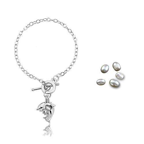 Plated Chain DIY Lady Wedding Bracelet Dolphin Shaped Hollow Natural Pearl