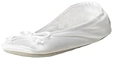 ISOTONER Women's Classic Satin Ballerina Slipper (Small - 5-6, White)