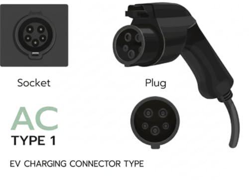Premium EV Charger Type 1 (J1772) 32A 7kW | 5m Cable | CEE Adapter | Weatherproof | LCD | For Nissan Leaf, Chevy Bolt, Ford, Hyundai Ioniq, Kia, and More Type-1 EVs