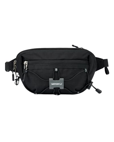 Waterfly Men's Women's Small Fanny Pack with RFID Blocking Anti-Theft Waist Bag with Adjustable Belt for Travel, Hiking, Cycling, Walking, City Holiday, Black