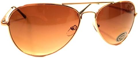 60799 - Classic Aviator Sunglasses, Spring Hinge Temple, Gold Frame (Gradient Amber Lens)