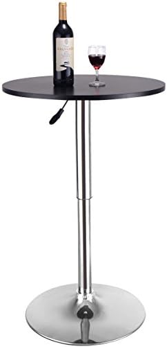 Modern Round Bar Table Adjustable Bistro Pub Counter Wood Top Swivel Indoor