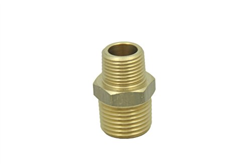 LTWFITTING Brass Pipe Hex Reducing Nipple Fitting 1/2-Inch x 3/8-Inch Male BSPT (Pack of 5)