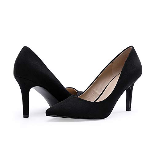 TIHOO Women's Classic Pointed Toe High Heel Dress Pumps Slip On Basic Shoes (9 M US, Black)