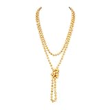 Hand Knotted Beads Endless Long Statement Necklace - Handmade Versatile Beaded Strand Lariat Multi Layer Infinity Wrap 60