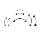 316L Stainless Steel Curved Barbell EyeBrow Tragus Nipple Ring Piercing 18-14G