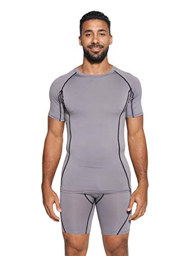 image for Real Essentials 5 Pack: Mens Short Sleeve Compression Shirt Base Layer