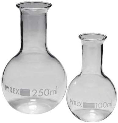 Gamin 714118 Pyrex Glass Balloons with Flat Bottom, Wide Neck, 1000ml Capacity