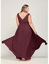 AW V-Cuello Vestidos de Dama de honor de Gasa Vestidos formales de baile Largo Más el Tamaño de Vestidos de Noche