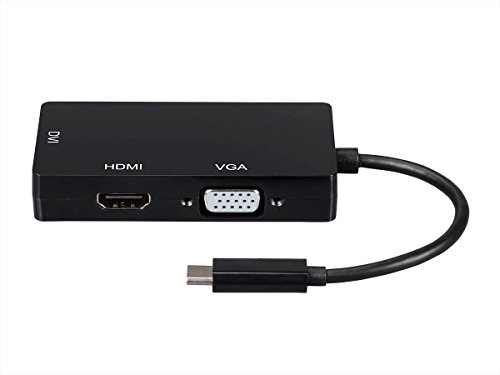 Monoprice USB Type-C to 4K HDMI, Single Link DVI, and VGA Passive Adapter, Black