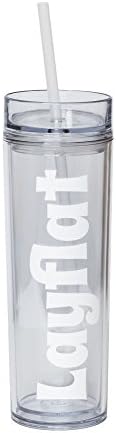 Layflat by Landfilldzine 16 Oz Skinny Double Wall Acrylic Tumbler With Lid And Straw (Clear)