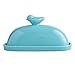 MyGift Turquoise Blue Bird Decorative Ceramic Butter Dish and Lid Cover