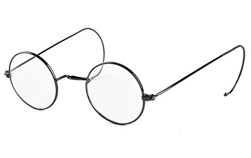 Agstum Retro Small Round Optical Rare Wire Rim Eyeglasses Frame 39mm (Gunmetal, 39mm)