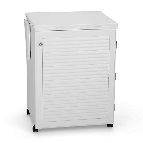 Arrow 501 Sewnatra Sewing Cabinet for Sewing, Cutting, Quilting, Crafting, with Storage and Airlift, Portable with Wheels, White Finish