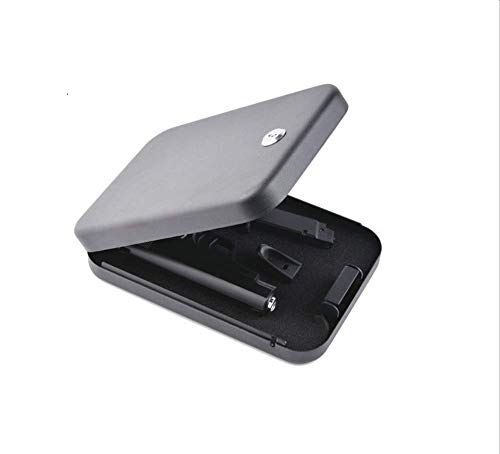 BILLCONCH Metal Handgun Safe, Mini Car Safe Jewelry Box Gun Safe,Portable Key Lock Safe Pistol Box with Security Cable - Thumbnail 6