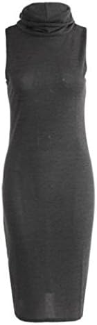 Women Turtleneck Sleeveless Maxi Knit Sweater Bodycon Pencil Party Dress