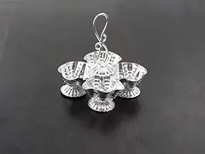 GoldGiftIdeas Silver-Plated Sparkle 4-in-1 Kankavati Pooja Thali Set (Silver)