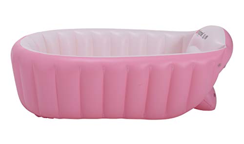 Inflatable Baby Bathtub, Air Bath Basin Non Slip Bathing Tub Portable Foldable Shower Basin Pool with Plastic Bellows Foot Pump and Baby Bath Toy for Kids