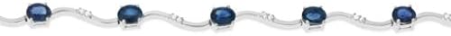 3.92CTW 18K White Gold Genuine Natural Blue Sapphire and Diamond Bracelet 7"