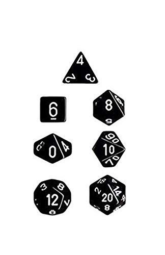 Chessex CHX25408 Dice-Opaque Black/White Set