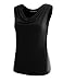ALL FOR YOU Women's Ruched Sleeveless Blouse Stretch Tank Top Black Large