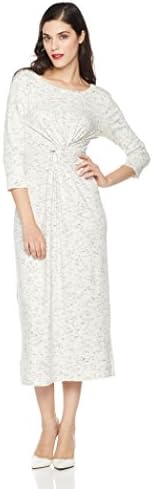 Mariella Bella Women's 3/4 Sleeve Knit Dress With Front Knot Detail Large Ivory/Indigo
