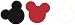 2 Inch MICKEY MOUSE EARS Red White Black Trio Removable Wall Decal Sticker Art Walt Disney Home Decor 1 3/4 inch wide by 1 1/2 inch tall each