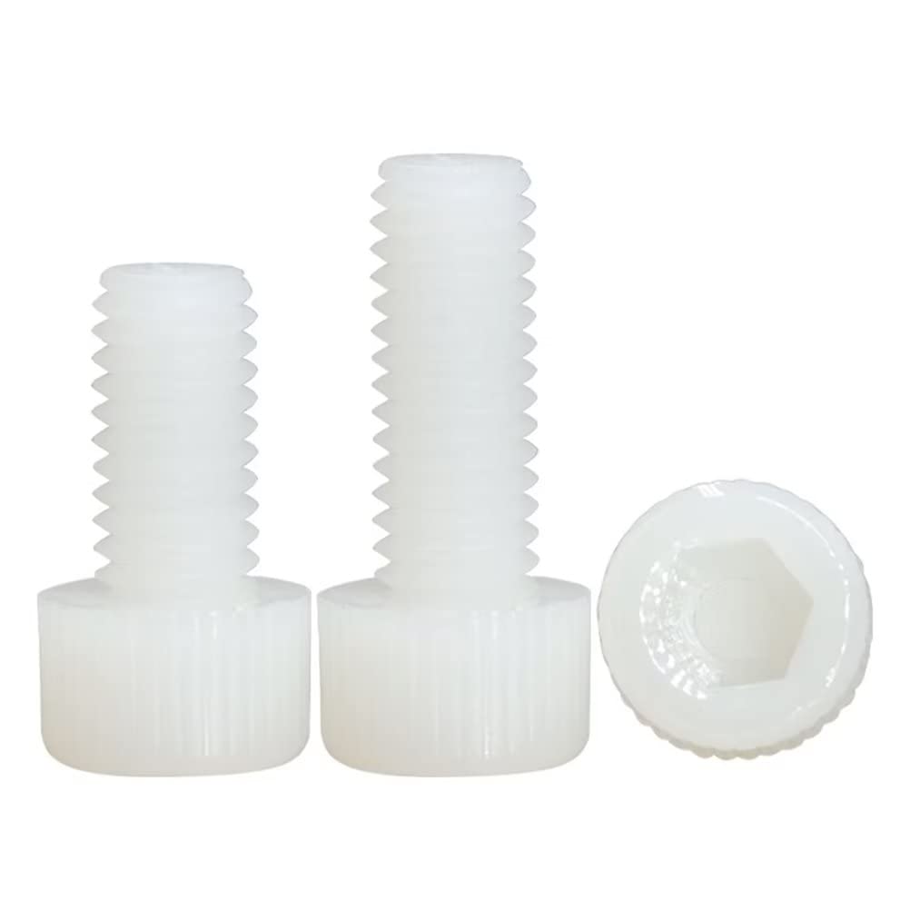 FEEIMOL Plastic Screws Nylon Hex Socket Cap Screws Allen Machine Screws White M3x10mm (60 pcs)
