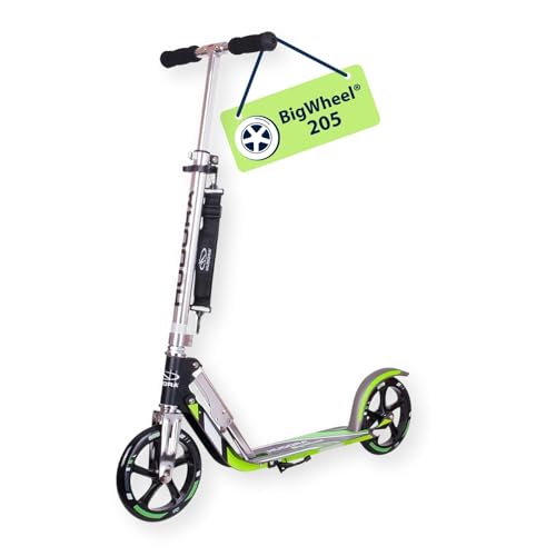 HUDORA BigWheel 205 Scooter I Stabiler Aluminium-Roller I Höhenjustierbarer & zusammenklappbarer Cityroller mit Ständer I Sportlicher Kinder- & Erwach