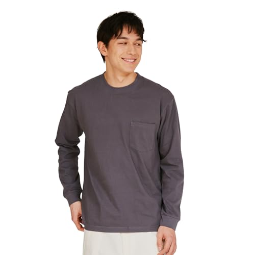 Tシャツ 長袖 丸首 綿100% 丸胴仕様 タグレス仕様 ビーフィロングスリーブポケットT H5196-081-XL