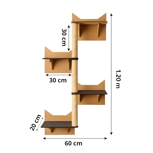 BOXFAN Playground para Gatos com Escalada, Arranhador Gato Sisal, Escada e Prateleira Antiderrapante Diversão Poleiros para Gatos Filhotes e Adultos Brinquedo Interativo