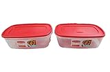 Rubbermaid 669900232999 Easy Find Lid Square 2.5-Gallon Food Storage Container, Red 2-Pack, 40 Cup