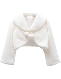 SK Studio Girls Princess Faux Fur Flower Bolero Shrug Party Wedding Dress Up
