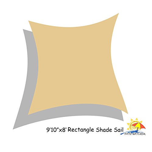 Patio Watcher 9’10″X8′ UV Block Sun Shade Sail Canopy in Sand, 185GSM Sun Shelter