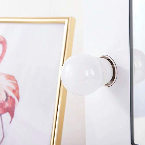 White Hollywood Makeup Vanity Mirror with 12 Dimmable Light Bulbs, Natural Daylight Lighting Wall Mirror with Detachable Base, LED Lighted Cosmetic Mirror for Bedroom Dressing Room (25.6'' x 19.7'') - Thumbnail 5