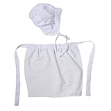 White Fabric Simple Pioneer Apron & Bonnet Set