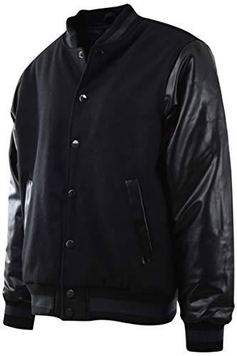 ChoiceApparel Mens Baseball Varsity Jacket with Detachable Hoodie (M, 119-Black/Black)
