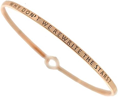 Women's -WHY Don't WE REWRITE The Stars?- 3mm Message Silver Plated Brass Bangle Bracelets