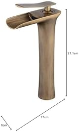 Beelee Antique Brass Waterfall Spout Bathroom Sink Faucet Tall Single Handle view 7