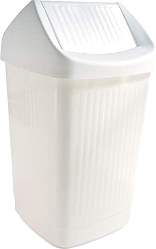 Teko Plastic Waste Container with Swing Cover, 15 L, White, One Size