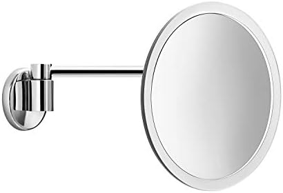 Inda Hotellerie Round Wall Mirror with Articulated Arm, Brass, White, 26 x 20 x 20 cm