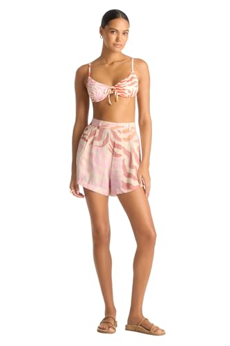 Vitamin A Women's Swimwear Eco Linen The Getaway Short Swimsuit Cover Up, Gold Coast, Medium at Amazon