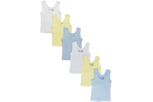 Bambini Cotton Baby Boy Baby Girl Rib Knit Sleeveless Infant White or Pastel Tank Tops Shirt 6-Pack by Miracle USA, 6 Pack (P