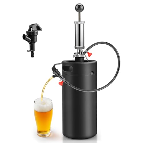MRbrew 128oz Mini Keg Growler with Hand Keg Pump Portable Keg Tap