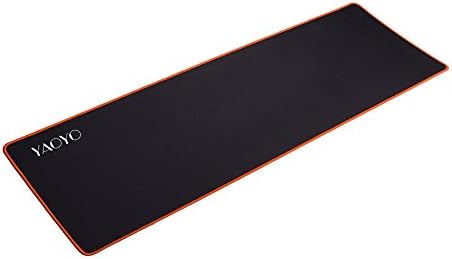 YAOYO Huge Gaming Mouse Pad, Stitched Edges, Waterproof Ultra Thick 4mm, Silky Smooth-35.4" X 11.8 "(Black+Orange)