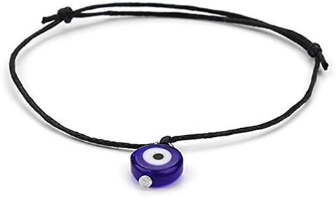 The Bling StoresMen's/Women's Jewellery Blue Goodluck Evil Eye Glass Beads in Black Thread Bracelet (Multicolour)