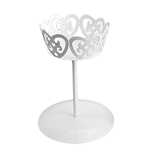 Hosaire 1PC Iron Cake Stand Dessert Taiwan Candlestick Decoration Living Room Wedding Decoration White Colour(8cmX12cm)
